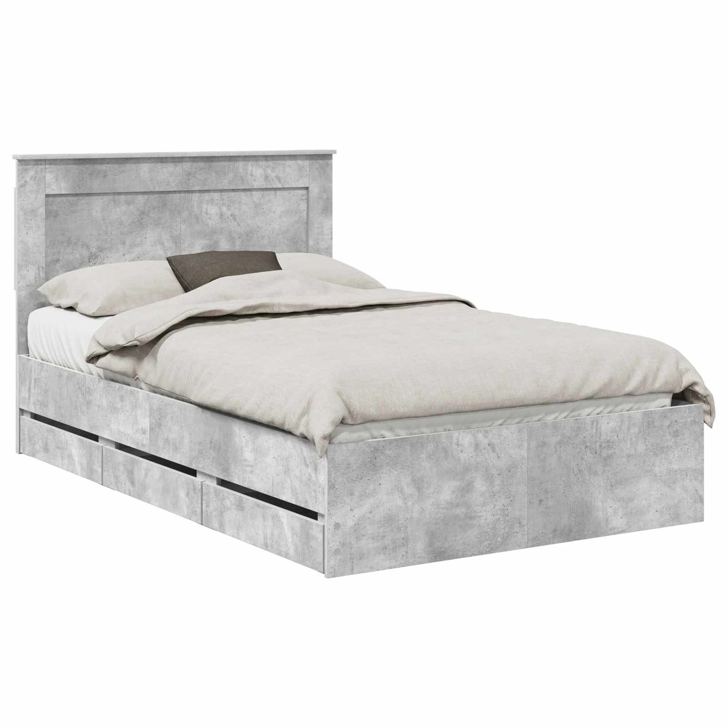 vidaXL Σκελετός Κρεβατιού Σκυρόδεμα Γκρι 120 x 190 cm Μηχανήματος Ξύλο