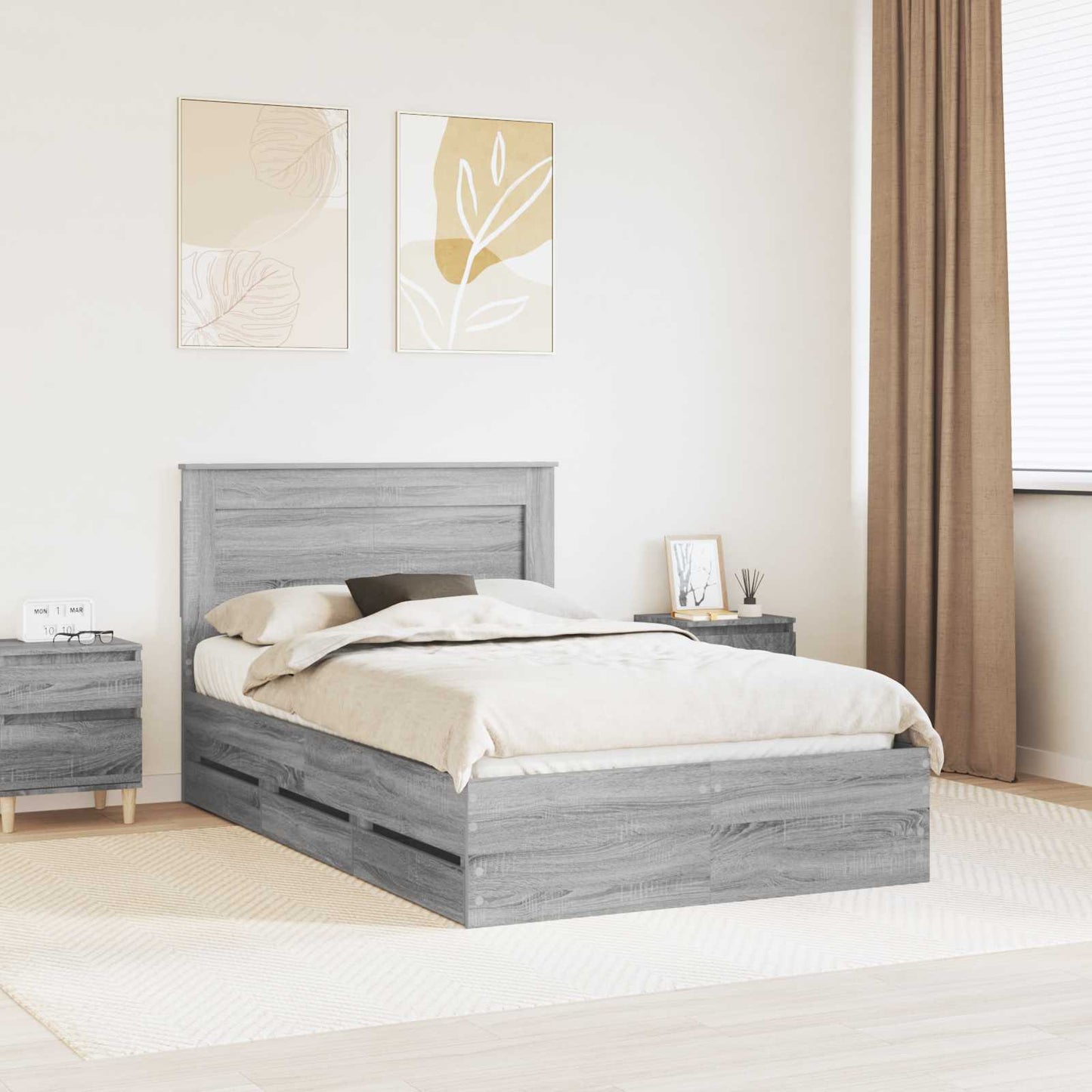 vidaXL Σκελετός Κρεβατιού Γκρίζο Σονομα 120 x 190 cm Μηχανήματος Ξύλο