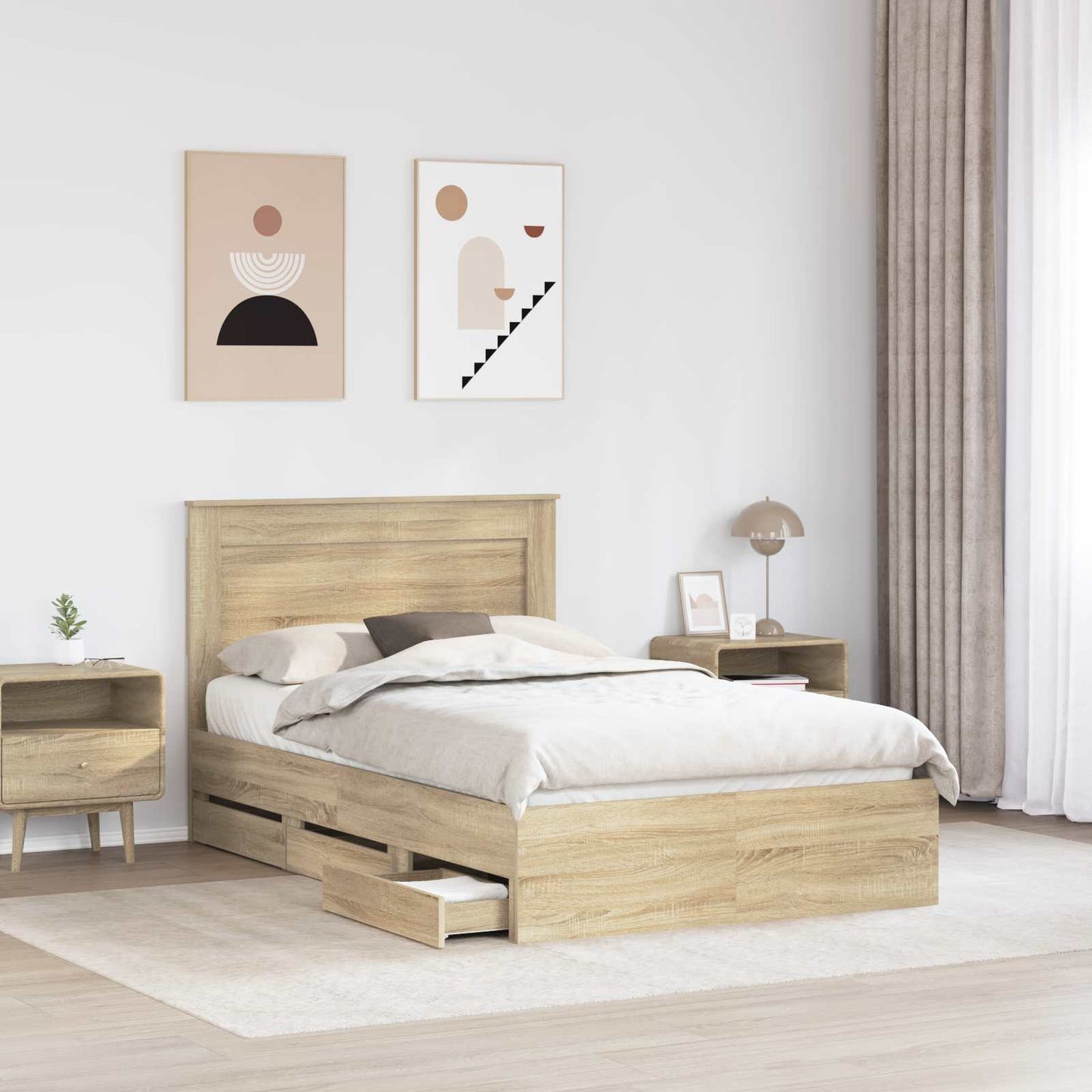 vidaXL Σκελετός Κρεβατιού Δρύς Sonoma 120 x 200 cm Μηχανήματος Ξύλο