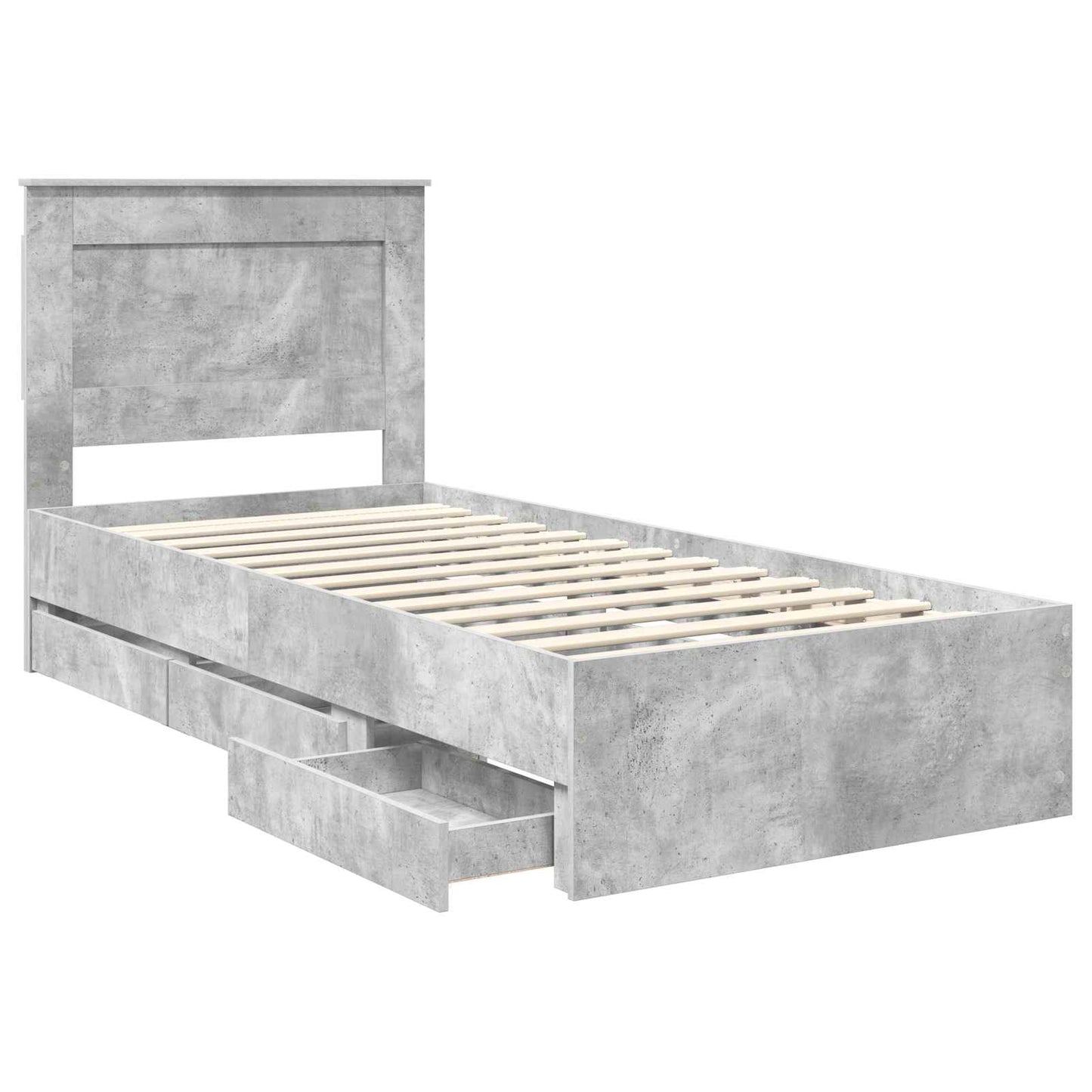 vidaXL Σκελετός Κρεβατιού Σκυρόδεμα Γκρι 100 x 200 cm Μηχανήματος Ξύλο