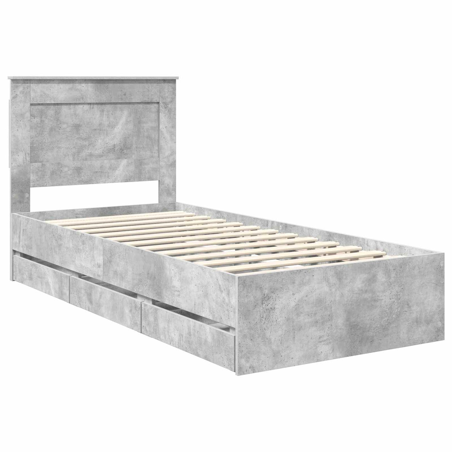 vidaXL Σκελετός Κρεβατιού Σκυρόδεμα Γκρι 90 x 190 cm Μηχανήματος Ξύλο