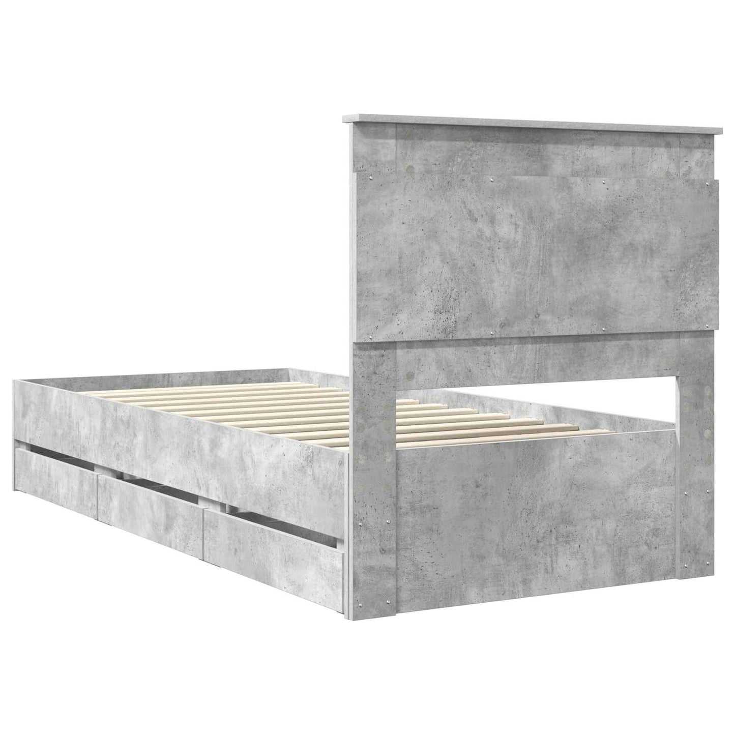 vidaXL Σκελετός Κρεβατιού Σκυρόδεμα Γκρι 90 x 190 cm Μηχανήματος Ξύλο