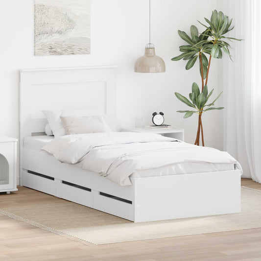 vidaXL Σκελετός Κρεβατιού Λευκό 75 x 190 cm Μηχανήματος Ξύλο