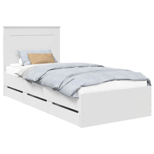 vidaXL Σκελετός Κρεβατιού Λευκό 75 x 190 cm Μηχανήματος Ξύλο