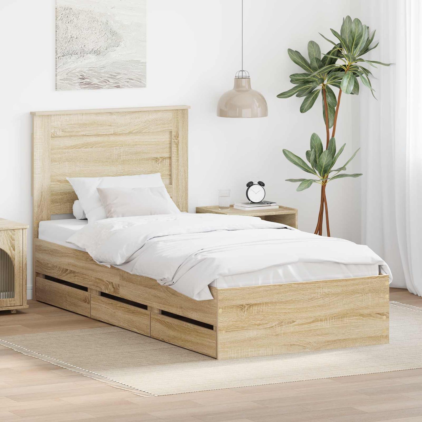vidaXL Σκελετός Κρεβατιού Δρύς Sonoma 75 x 190 cm Μηχανήματος Ξύλο