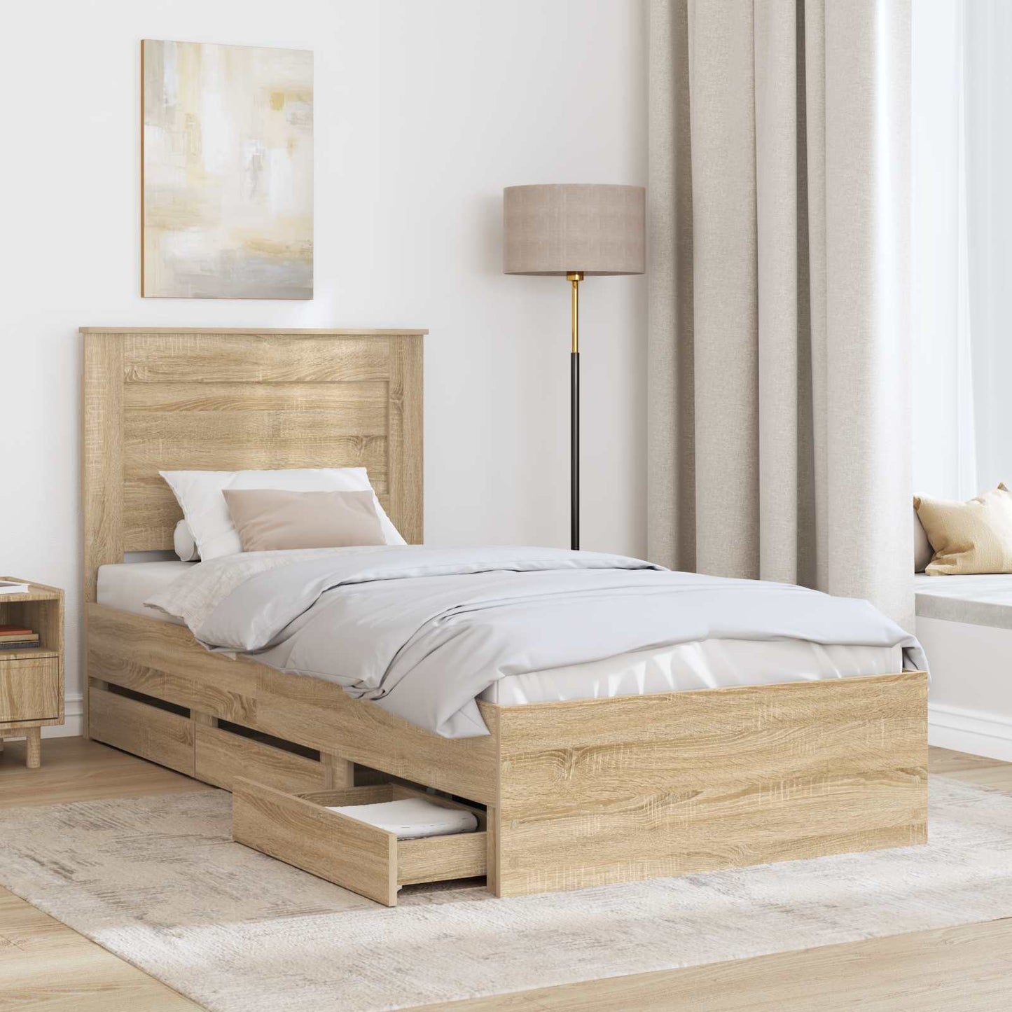 vidaXL Σκελετός Κρεβατιού Δρύς Sonoma 75 x 190 cm Μηχανήματος Ξύλο