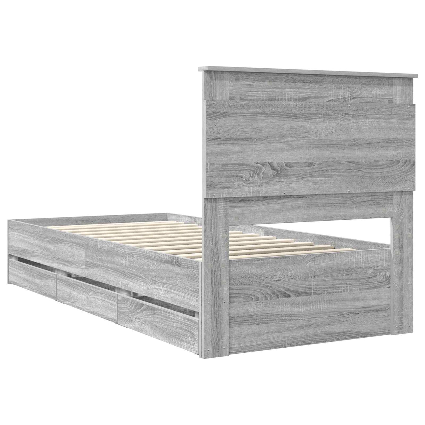 vidaXL Σκελετός Κρεβατιού Γκρίζο Σονομα 75 x 190 cm Μηχανήματος Ξύλο