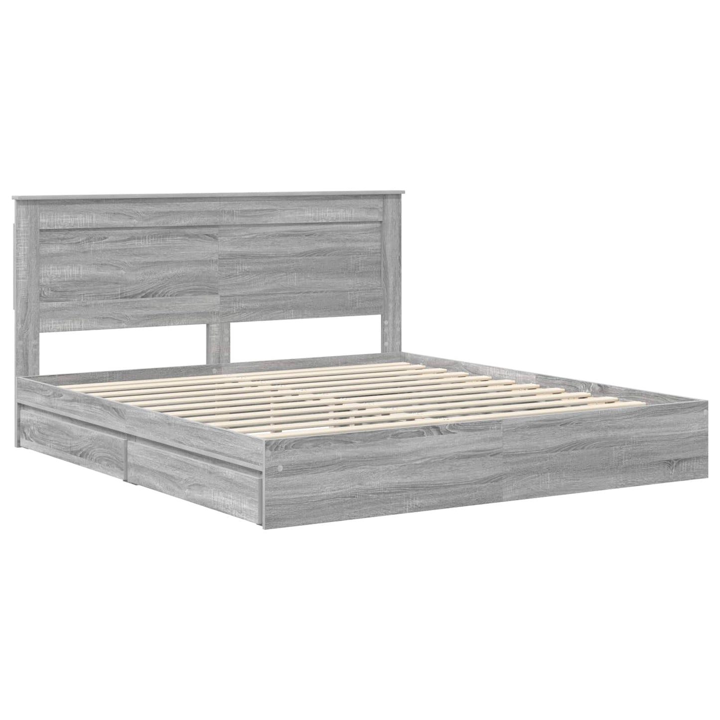 vidaXL Κρεβάτι Αποθήκης Γκρίζο Σονομα 200 x 200 cm Επεξεργασμένο ξύλο