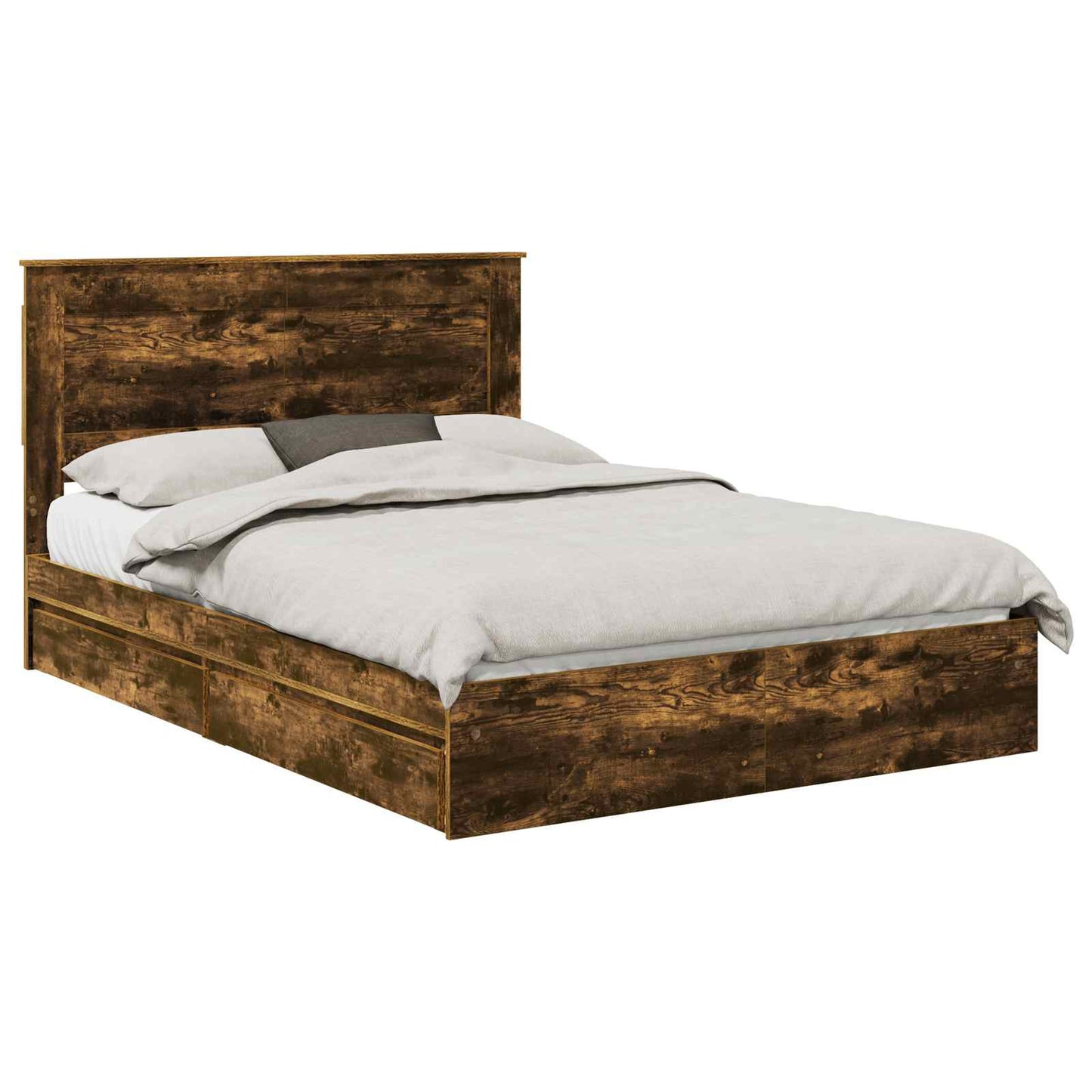 vidaXL Κρεβάτι Αποθήκης Καπνιστό Δρύς 160 x 200 cm Επεξεργασμένο ξύλο