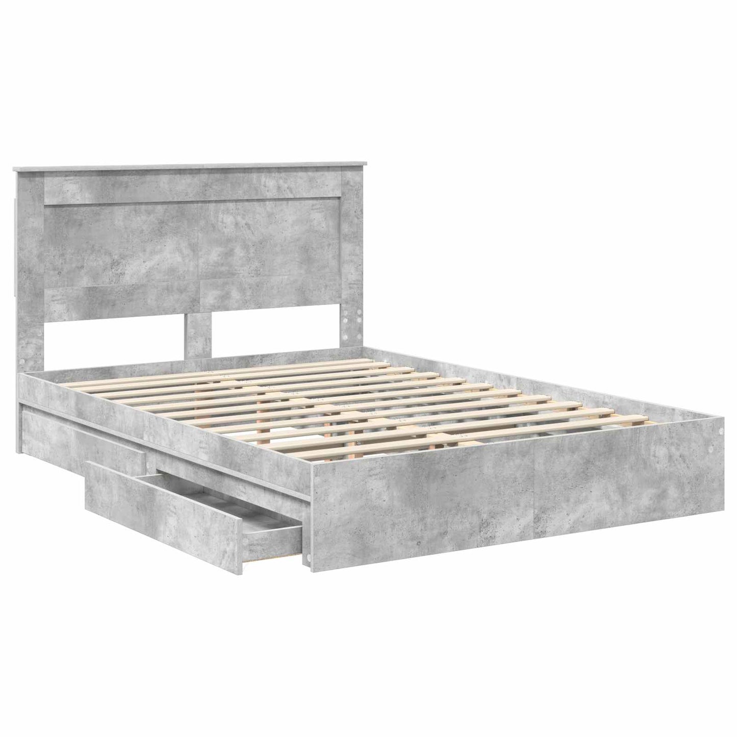 vidaXL Κρεβάτι Αποθήκης Σκυρόδεμα Γκρι 150 x 200 cm Επεξεργασμένο ξύλο
