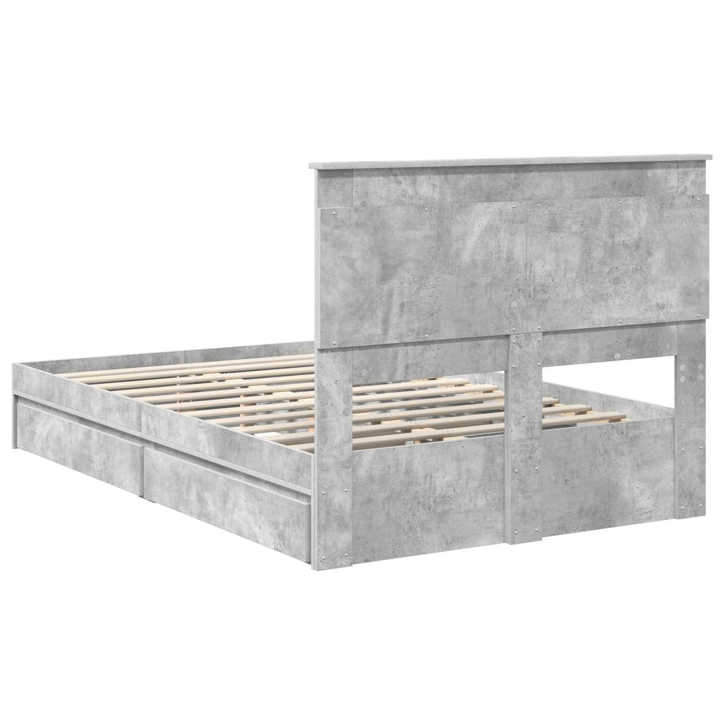 vidaXL Κρεβάτι Αποθήκης Σκυρόδεμα Γκρι 135 x 190 cm Επεξεργασμένο ξύλο