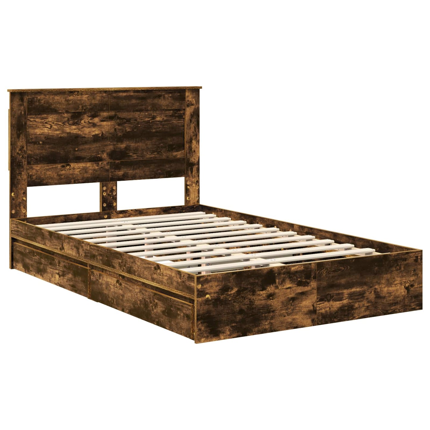 vidaXL Κρεβάτι Αποθήκης Καπνιστό Δρύς 135 x 190 cm Επεξεργασμένο ξύλο