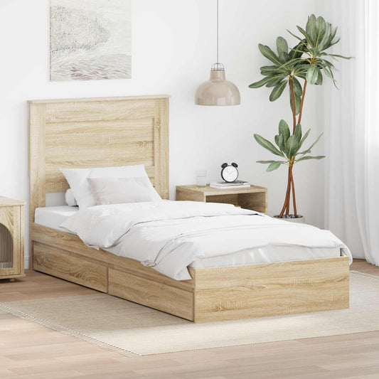 vidaXL Κρεβάτι Αποθήκης Δρύς Sonoma 100 x 200 cm Επεξεργασμένο ξύλο