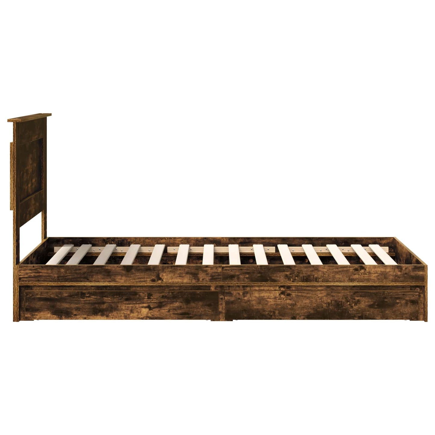 vidaXL Κρεβάτι Αποθήκης Καπνιστό Δρύς 90 x 200 cm Επεξεργασμένο ξύλο