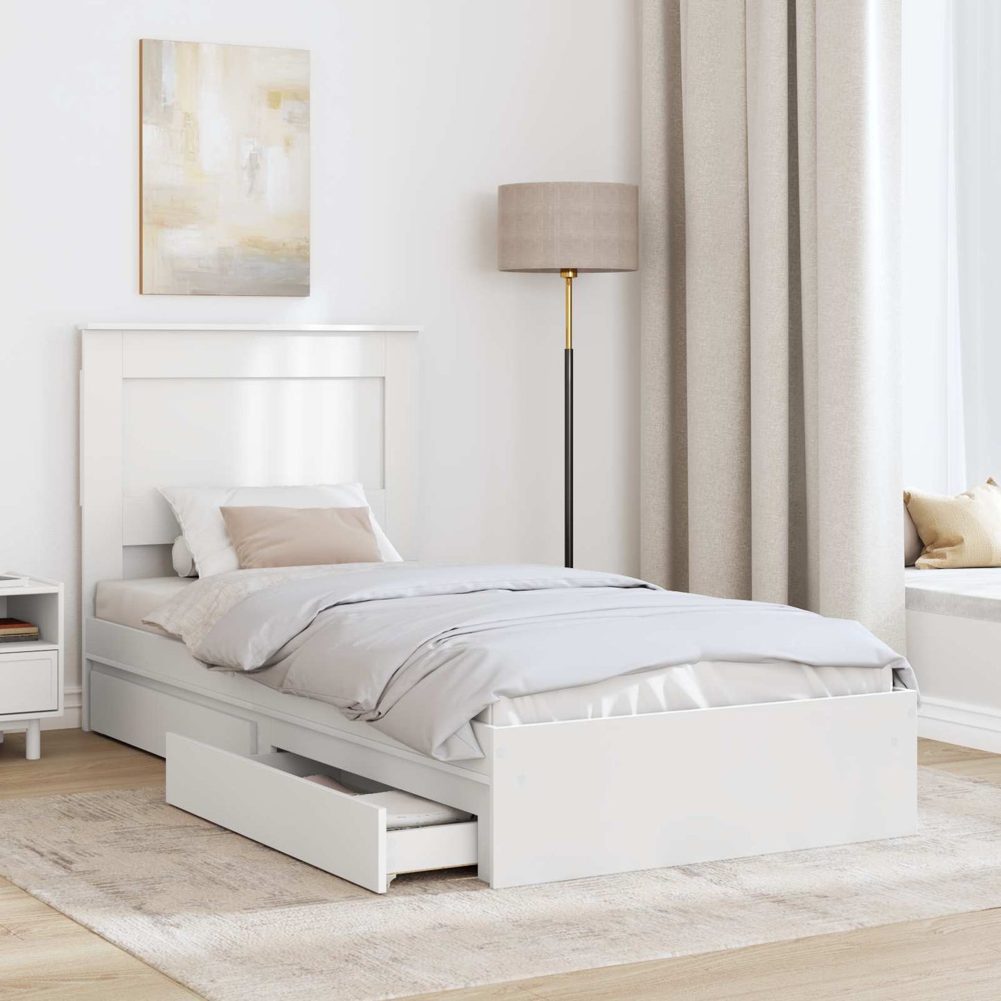 vidaXL Κρεβάτι Αποθήκης Λευκό 75 x 190 cm Επεξεργασμένο ξύλο