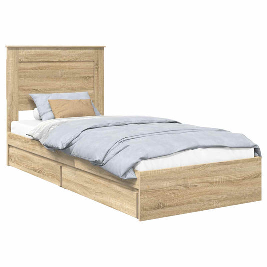vidaXL Κρεβάτι Αποθήκης Δρύς Sonoma 75 x 190 cm Επεξεργασμένο ξύλο
