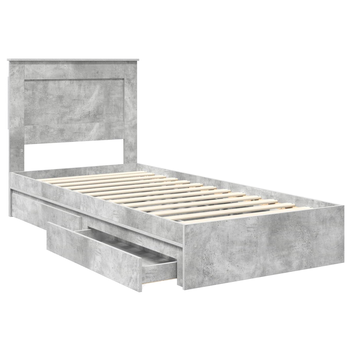 vidaXL Κρεβάτι Αποθήκης Σκυρόδεμα Γκρι 75 x 190 cm Επεξεργασμένο ξύλο