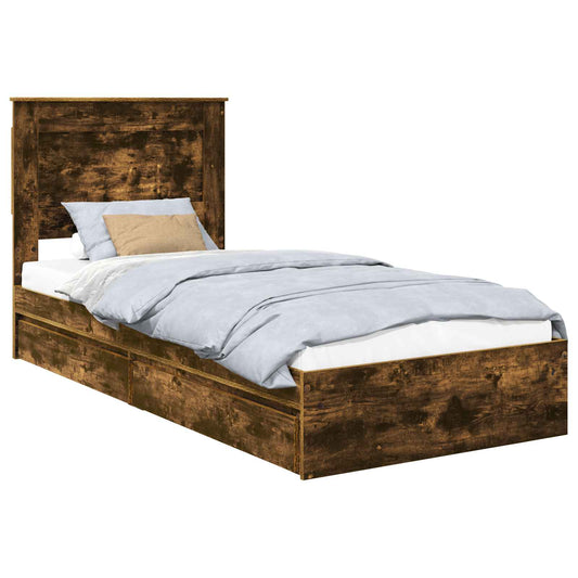 vidaXL Κρεβάτι Αποθήκης Καπνιστό Δρύς 75 x 190 cm Επεξεργασμένο ξύλο