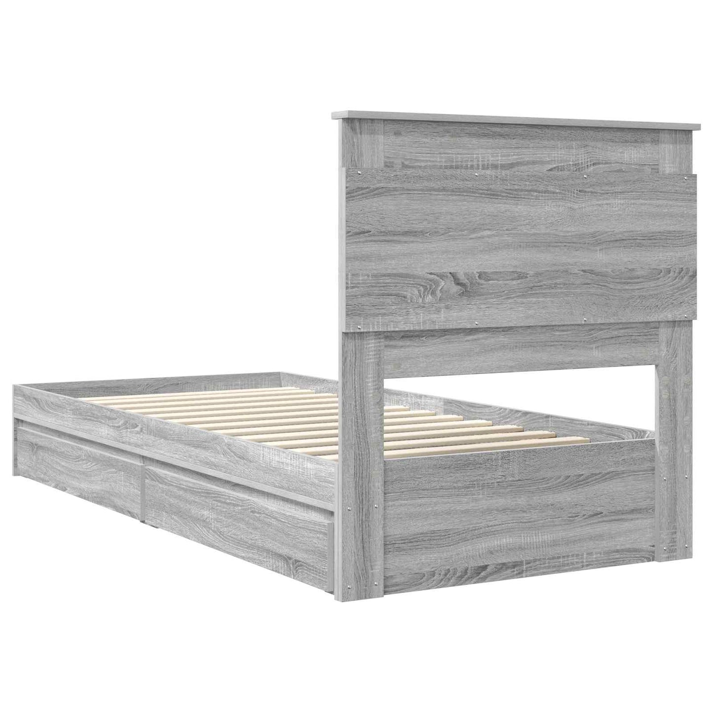 vidaXL Κρεβάτι Αποθήκης Γκρίζο Σονομα 75 x 190 cm Επεξεργασμένο ξύλο