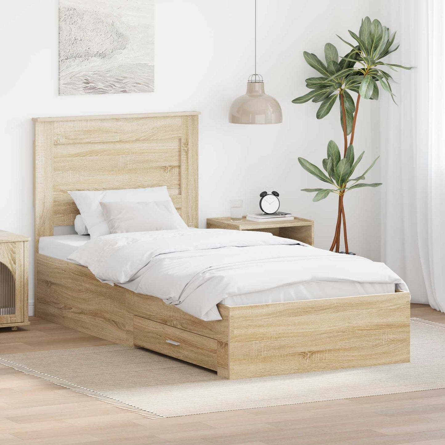 vidaXL Σκελετός Κρεβατιού Δρύς Sonoma 100 x 200 cm Επεξεργασμένο ξύλο