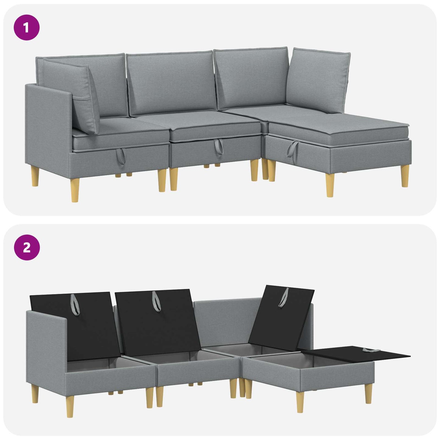 vidaXL Σετ Επίπλων Σαλονιού με μαξιλάρι 4 pcs Ανοιχτό γκρι Ύφασμα
