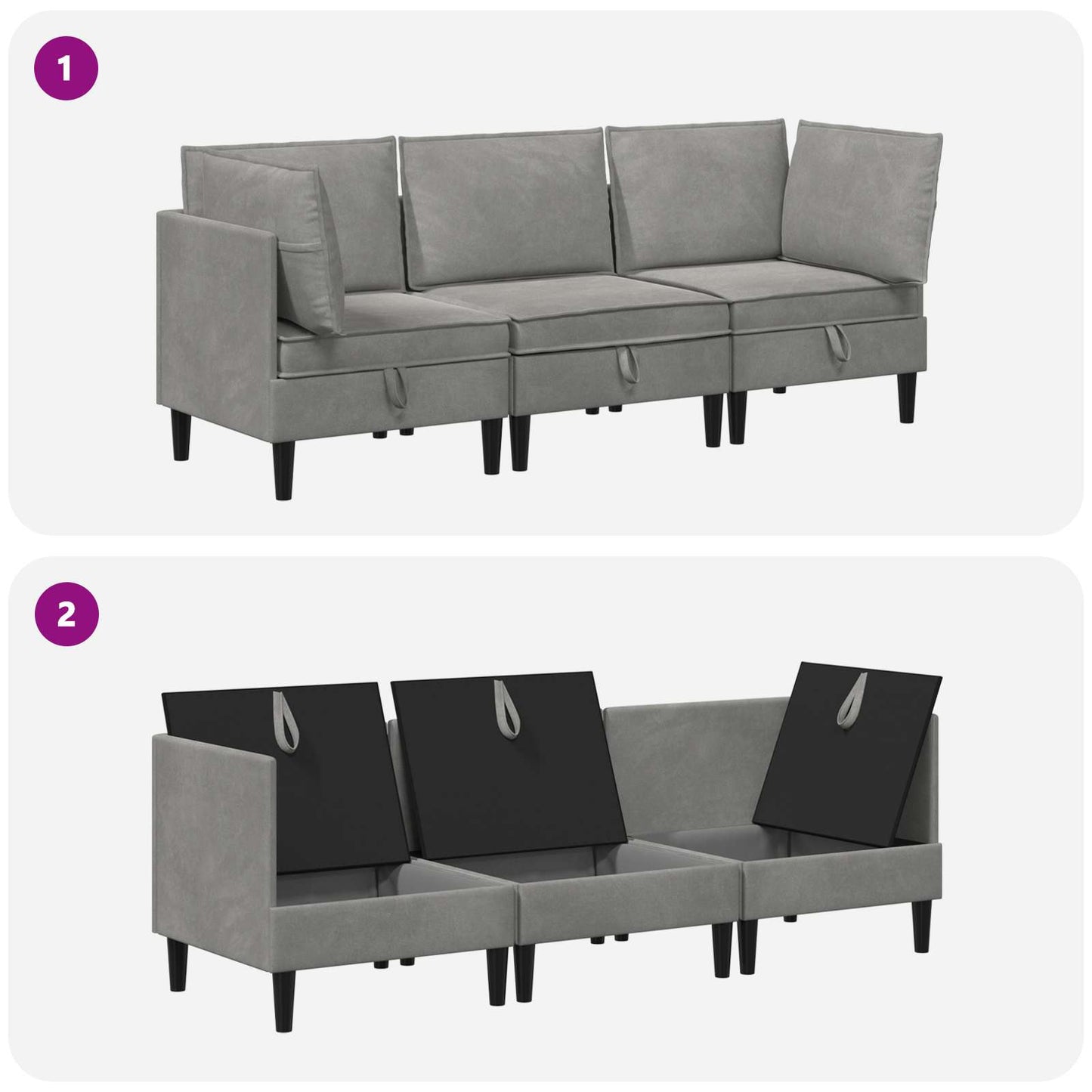 vidaXL Σετ Επίπλων Σαλονιού με μαξιλάρι 3 pcs Ανοιχτό γκρι Βελούδο