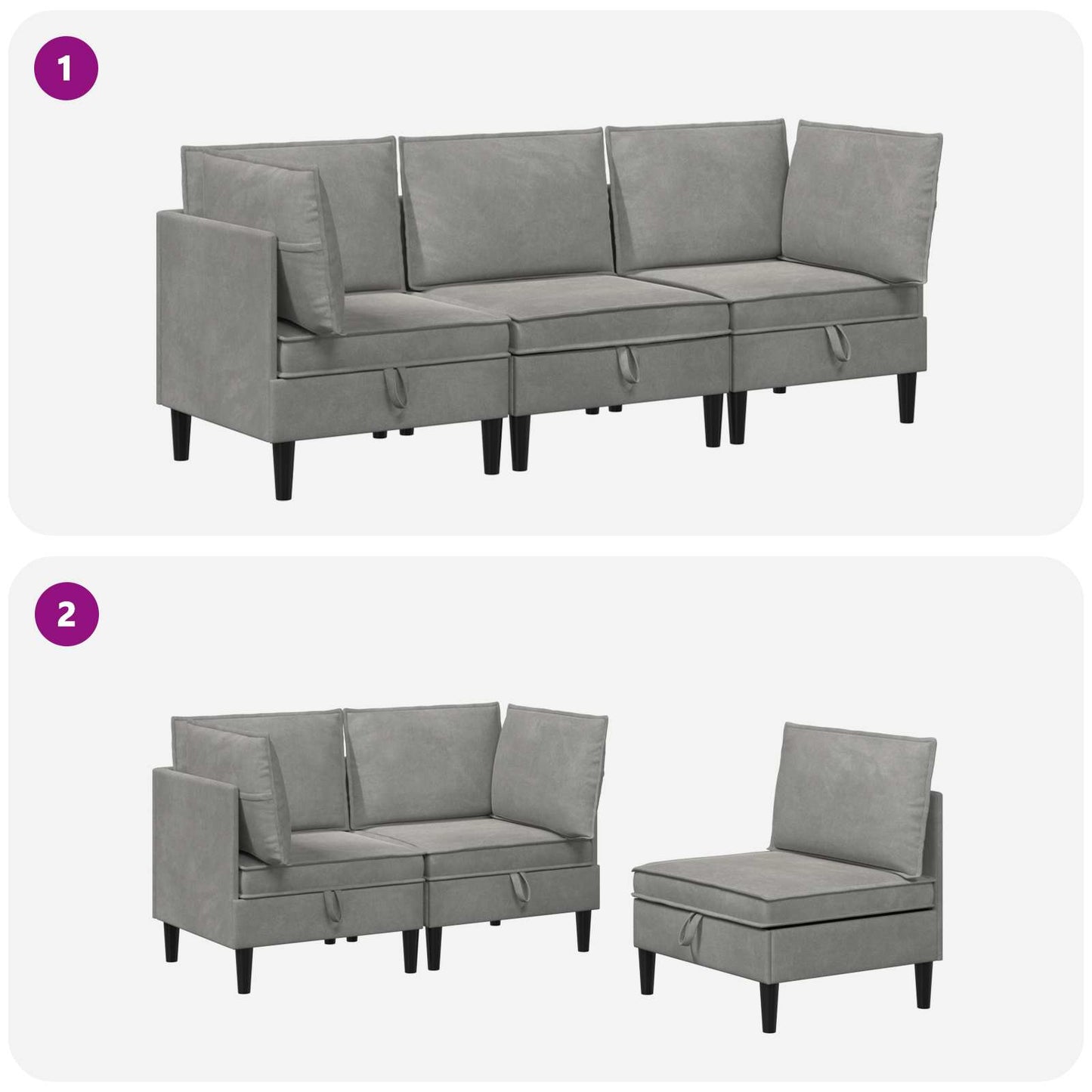 vidaXL Σετ Επίπλων Σαλονιού με μαξιλάρι 3 pcs Ανοιχτό γκρι Βελούδο
