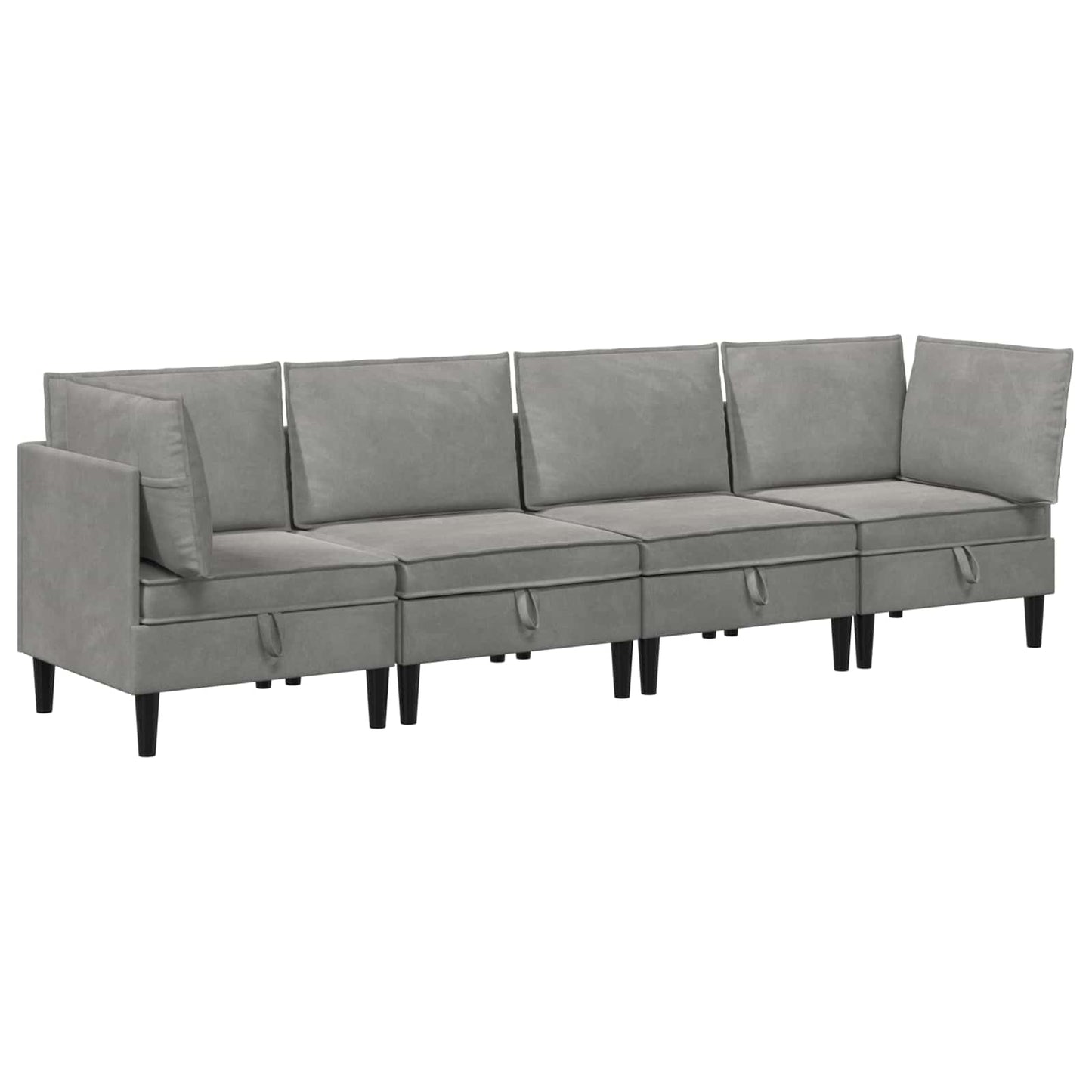 vidaXL Σετ Επίπλων Σαλονιού με μαξιλάρι 4 pcs Ανοιχτό γκρι Βελούδο