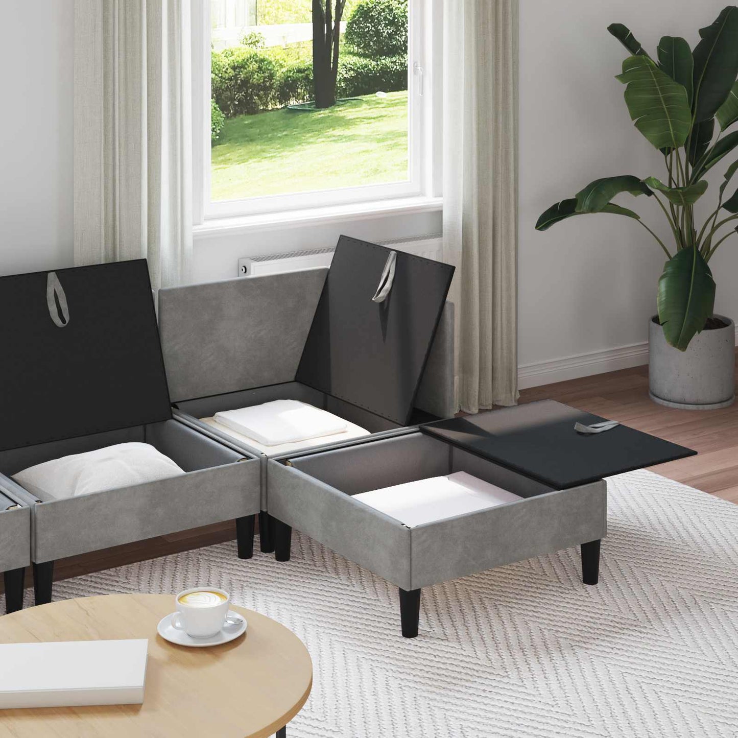 vidaXL Σετ Επίπλων Σαλονιού με μαξιλάρι 4 pcs Ανοιχτό γκρι Βελούδο