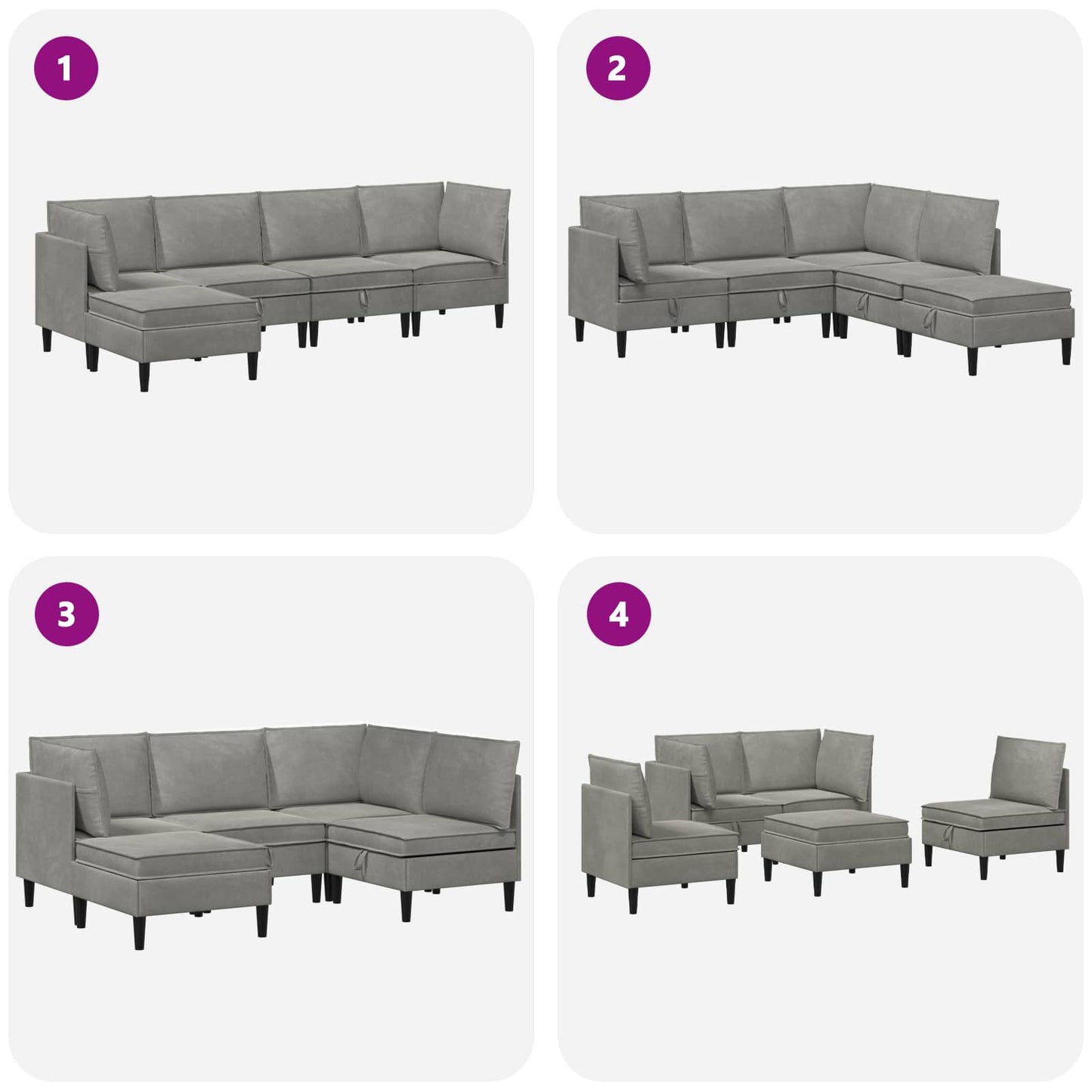 vidaXL Σετ Επίπλων Σαλονιού με μαξιλάρι 5 pcs Ανοιχτό γκρι Βελούδο