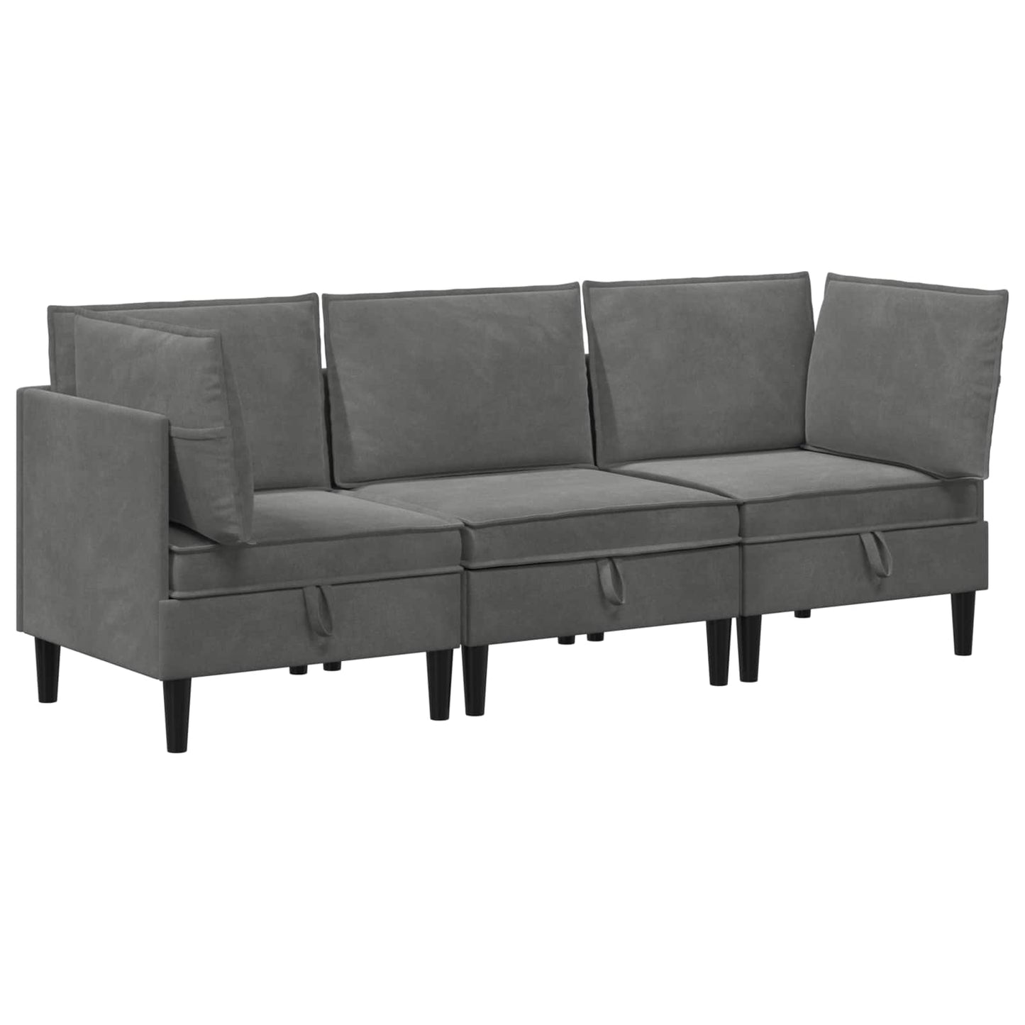 vidaXL Σετ Επίπλων Σαλονιού με μαξιλάρι 3 pcs Σκούρο Γκρι Βελούδο
