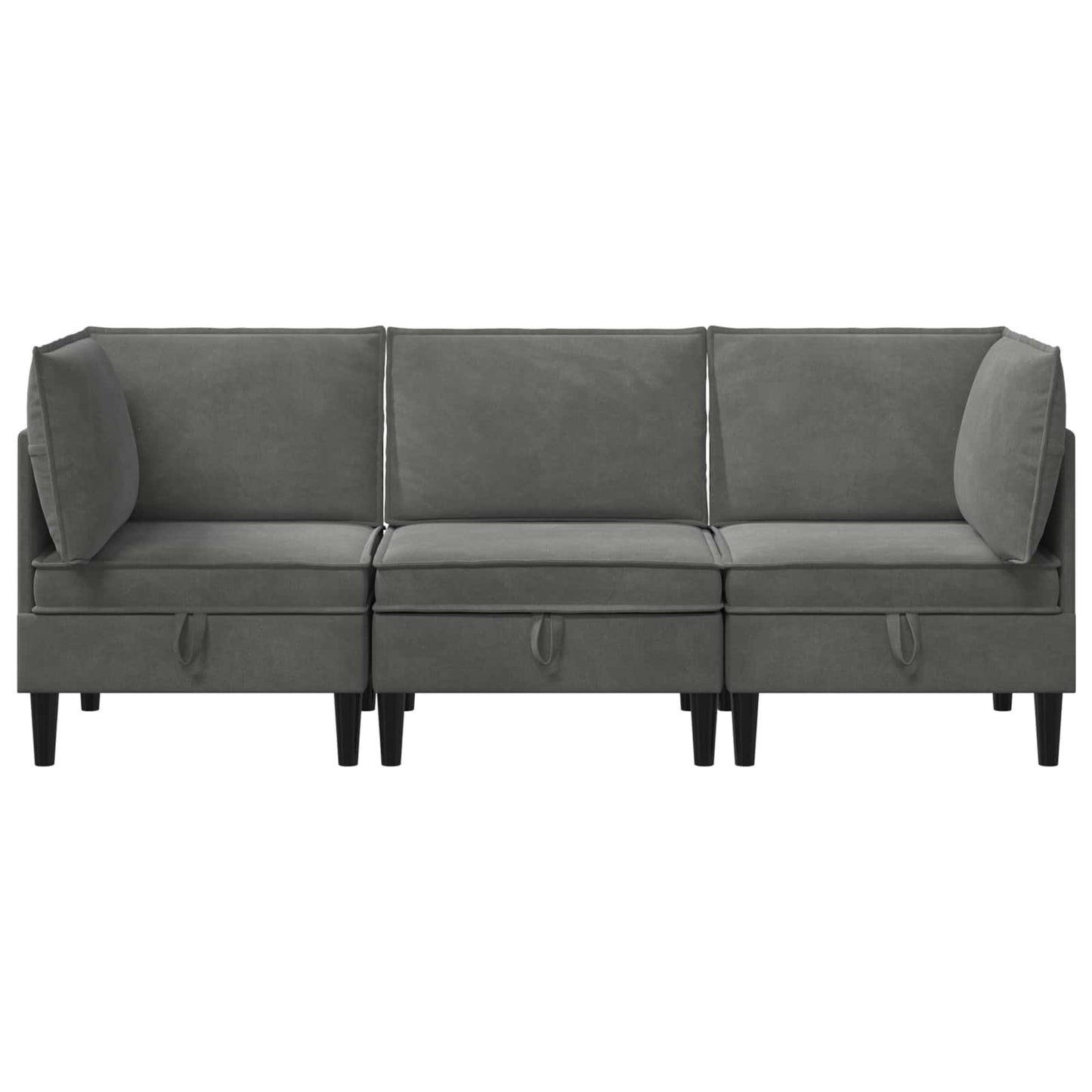 vidaXL Σετ Επίπλων Σαλονιού με μαξιλάρι 3 pcs Σκούρο Γκρι Βελούδο