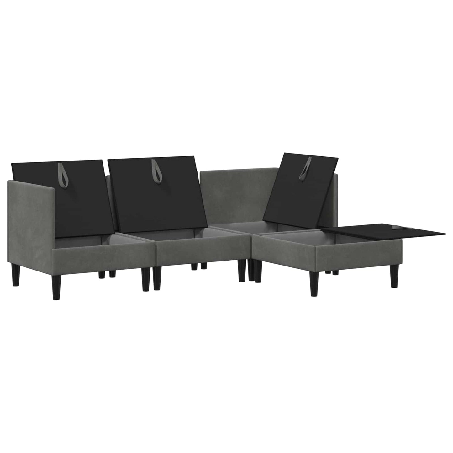 vidaXL Σετ Επίπλων Σαλονιού με μαξιλάρι 4 pcs Σκούρο Γκρι Βελούδο