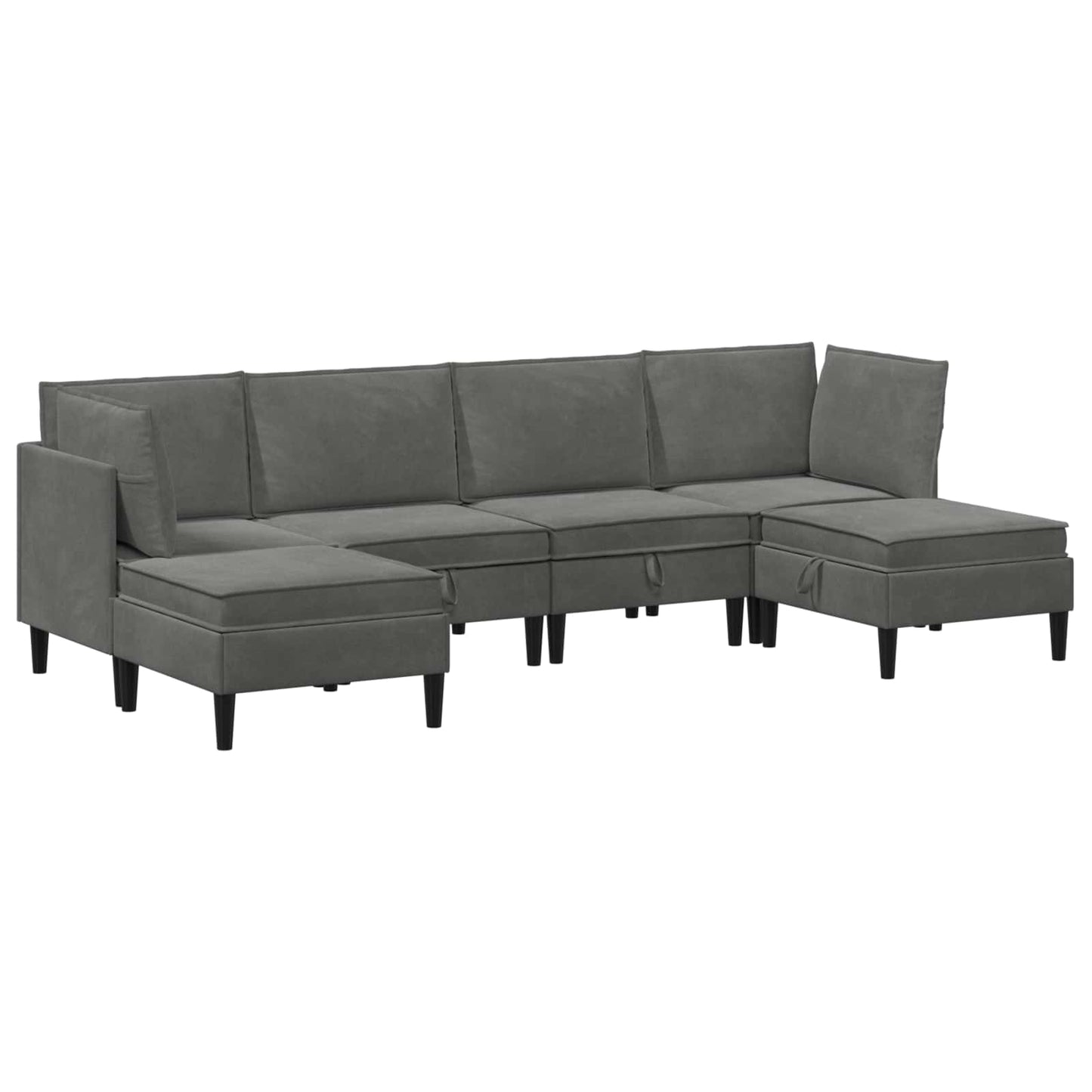 vidaXL Σετ Επίπλων Σαλονιού με μαξιλάρι 6 pcs Σκούρο Γκρι Βελούδο