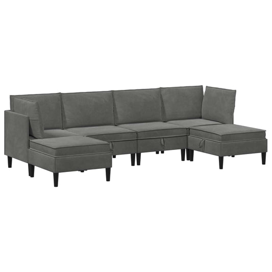 vidaXL Σετ Επίπλων Σαλονιού με μαξιλάρι 6 pcs Σκούρο Γκρι Βελούδο