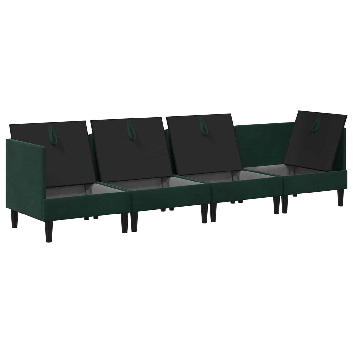 vidaXL Σετ Επίπλων Σαλονιού με μαξιλάρι 4 pcs Σκούρο Πράσινο Βελούδο