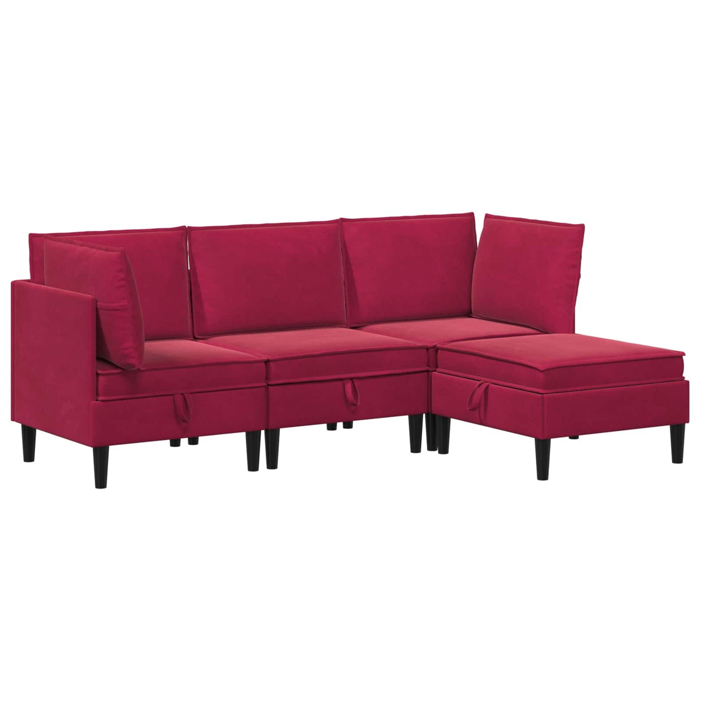 vidaXL Σετ Επίπλων Σαλονιού με μαξιλάρι 4 pcs Κόκκινο Βελούδο