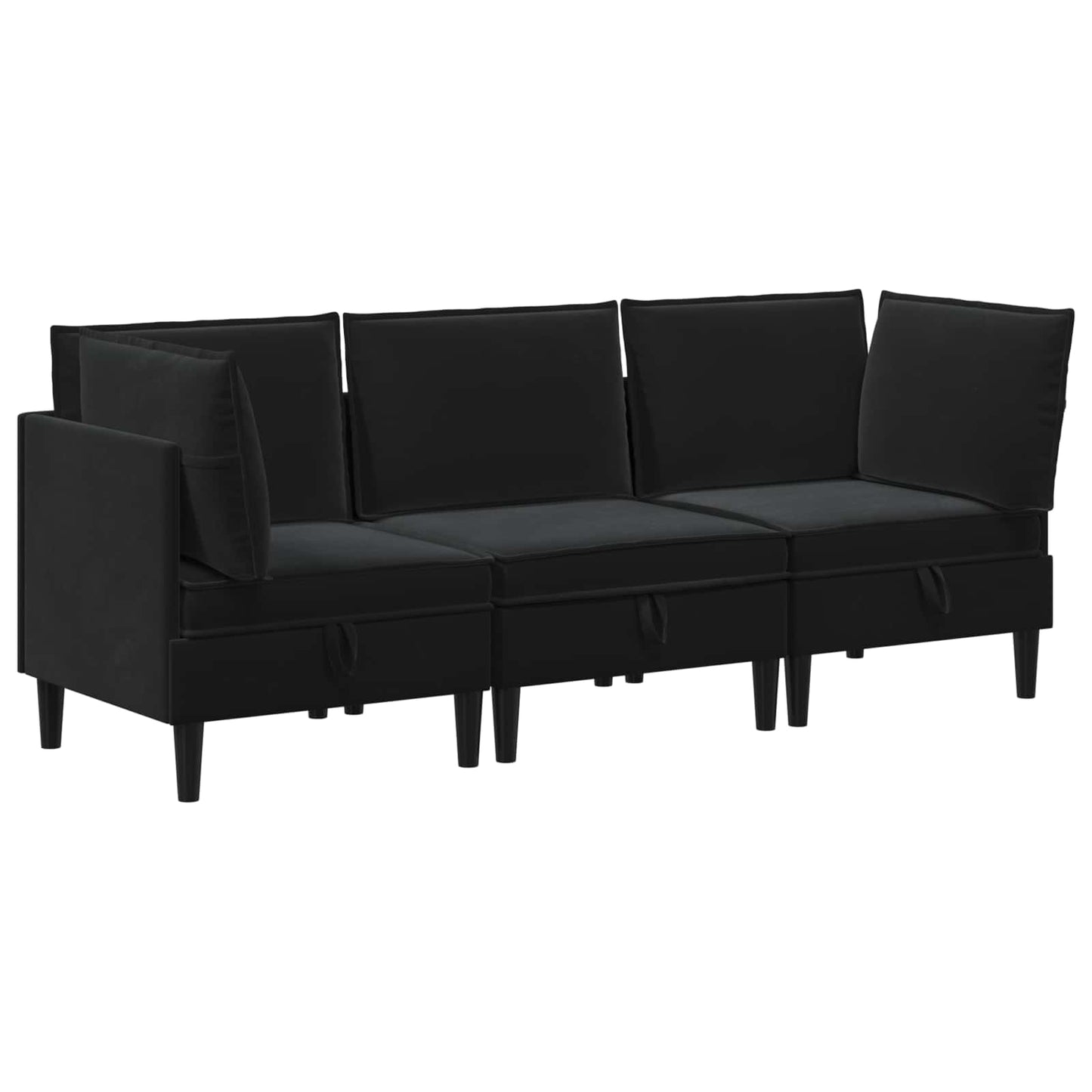 vidaXL Σετ Επίπλων Σαλονιού με μαξιλάρι 3 pcs Μαύρο Βελούδο