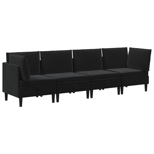 vidaXL Σετ Επίπλων Σαλονιού με μαξιλάρι 4 pcs Μαύρο Βελούδο