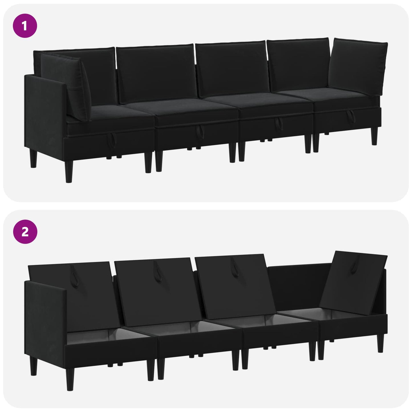 vidaXL Σετ Επίπλων Σαλονιού με μαξιλάρι 4 pcs Μαύρο Βελούδο