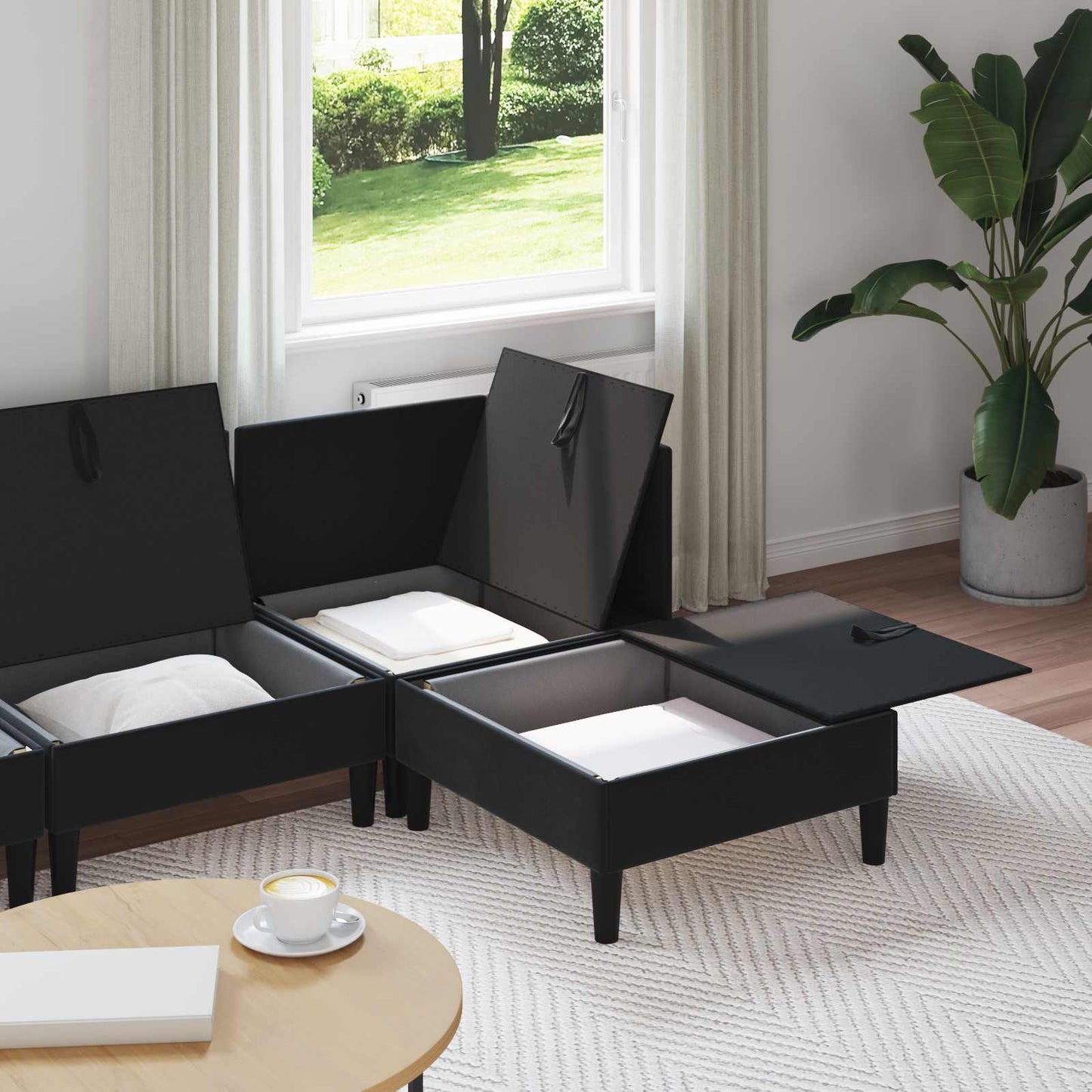 vidaXL Σετ Επίπλων Σαλονιού με μαξιλάρι 4 pcs Μαύρο Βελούδο
