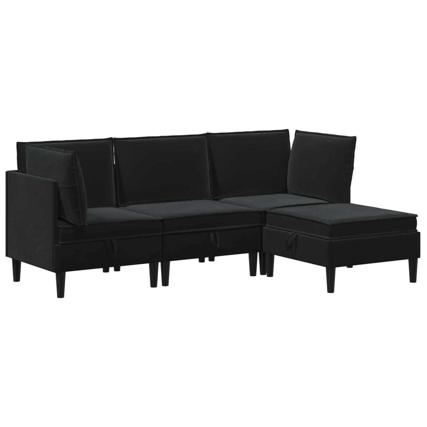 vidaXL Σετ Επίπλων Σαλονιού με μαξιλάρι 4 pcs Μαύρο Βελούδο