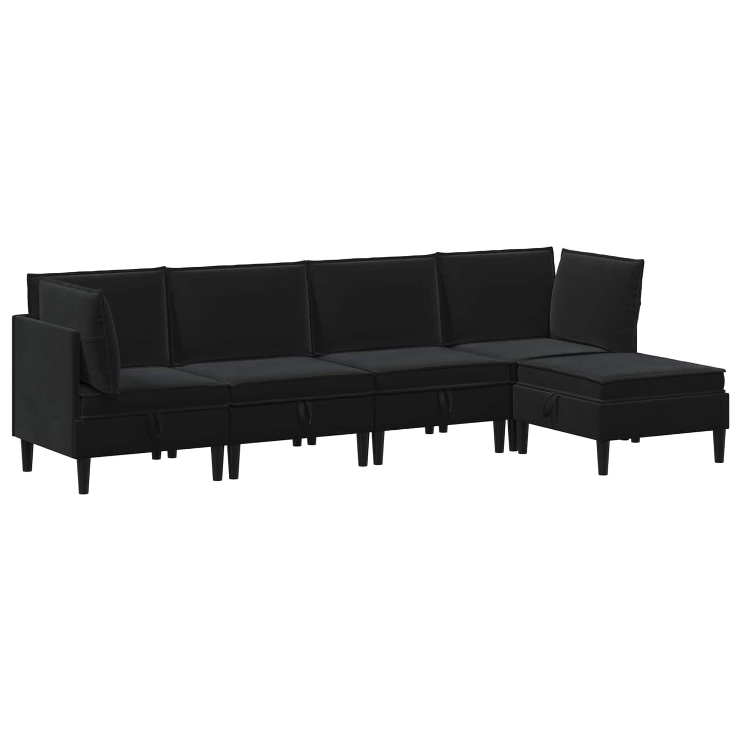 vidaXL Σετ Επίπλων Σαλονιού με μαξιλάρι 5 pcs Μαύρο Βελούδο