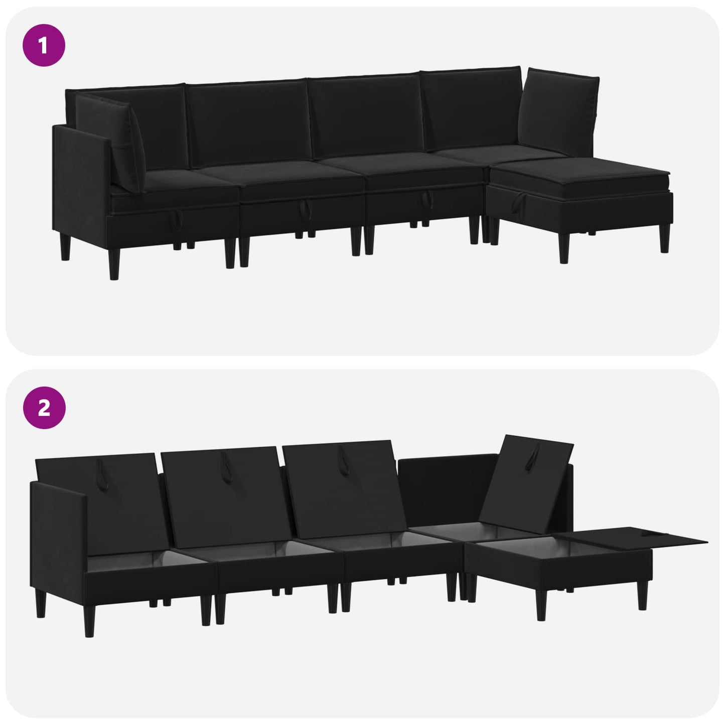 vidaXL Σετ Επίπλων Σαλονιού με μαξιλάρι 5 pcs Μαύρο Βελούδο