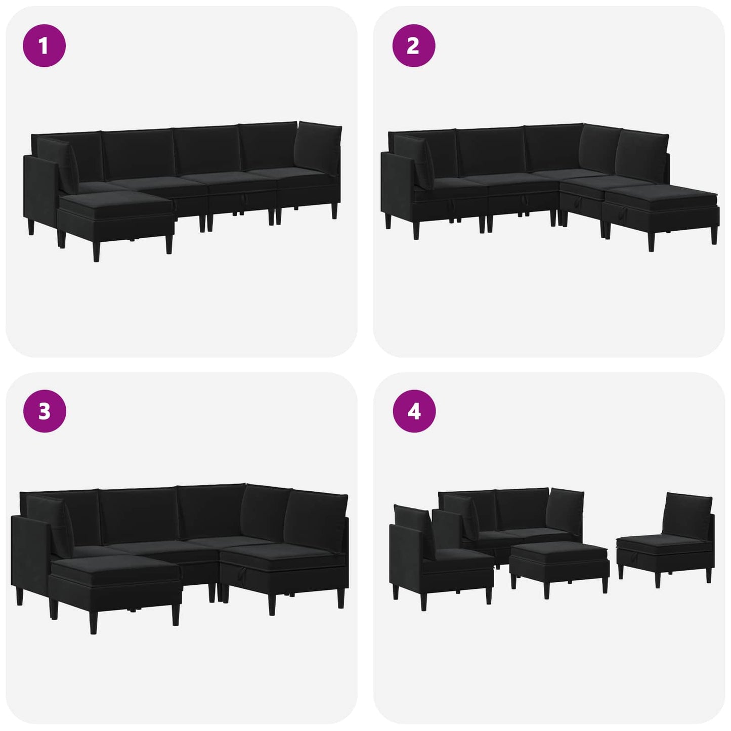 vidaXL Σετ Επίπλων Σαλονιού με μαξιλάρι 5 pcs Μαύρο Βελούδο