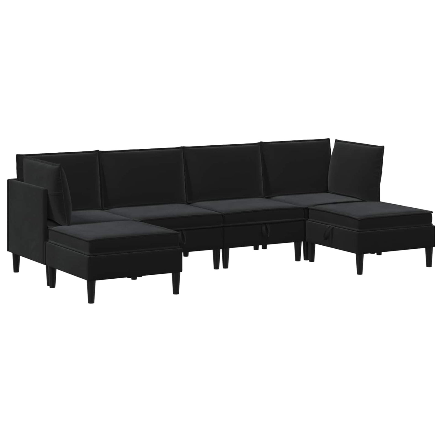 vidaXL Σετ Επίπλων Σαλονιού με μαξιλάρι 6 pcs Μαύρο Βελούδο