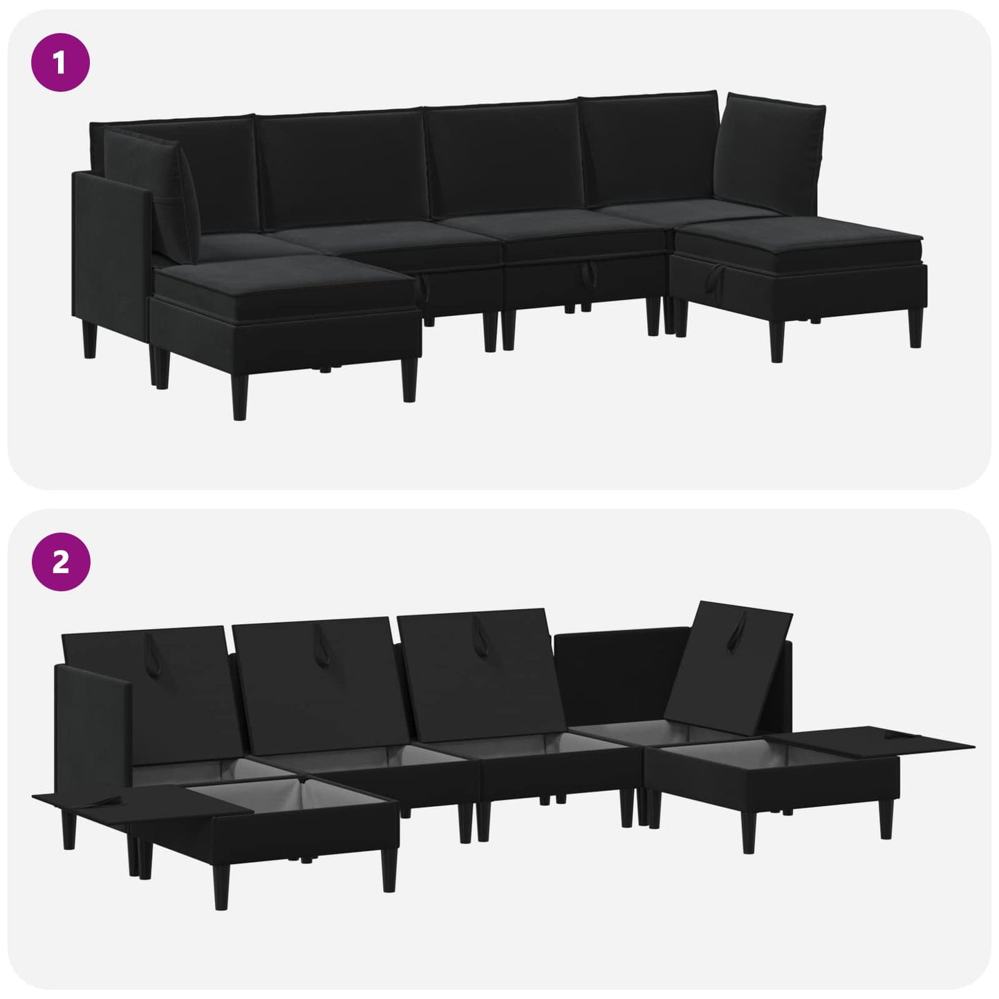 vidaXL Σετ Επίπλων Σαλονιού με μαξιλάρι 6 pcs Μαύρο Βελούδο