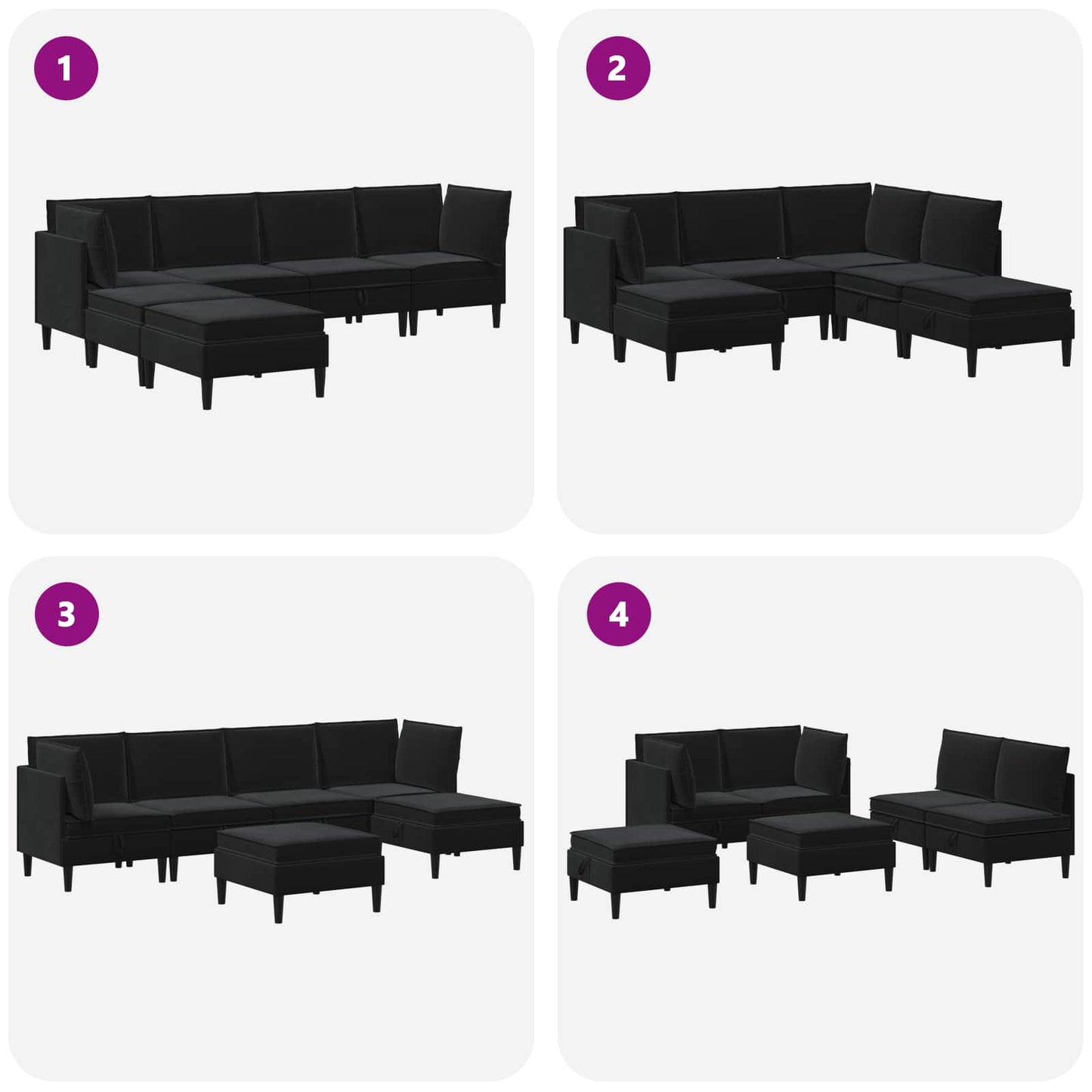 vidaXL Σετ Επίπλων Σαλονιού με μαξιλάρι 6 pcs Μαύρο Βελούδο