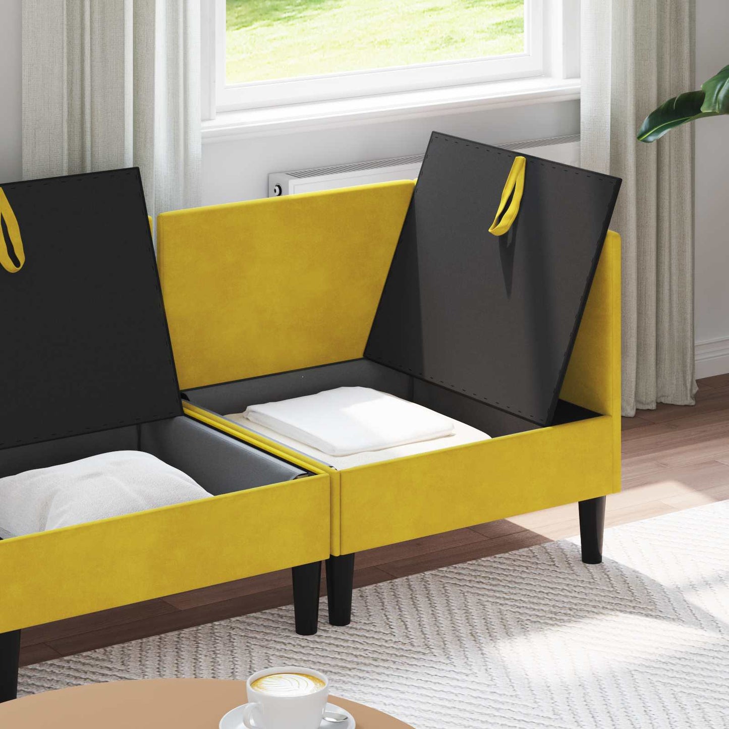 vidaXL Σετ Επίπλων Σαλονιού με μαξιλάρι 4 pcs Κίτρινο Βελούδο