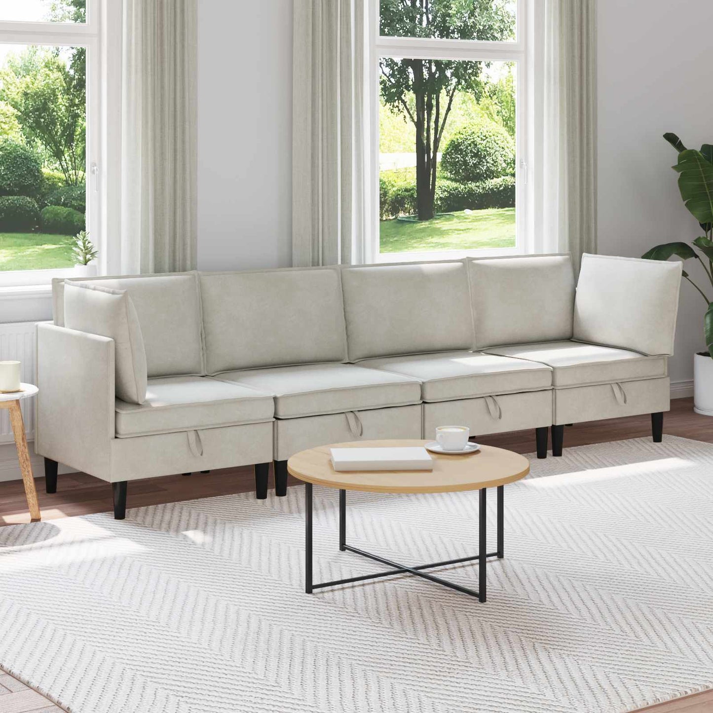 vidaXL Σετ Επίπλων Σαλονιού με μαξιλάρι 4 pcs Κρεμ Βελούδο